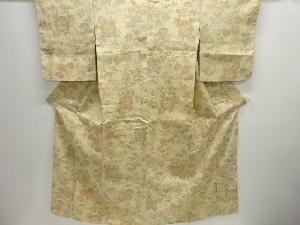 草花に絣柄織り出し手織り真綿小千谷紬着物